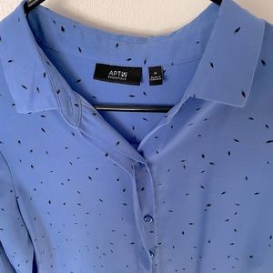 Light blue and black button down blouse